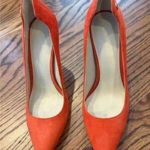 Calvin Klein Orange Suede Heels